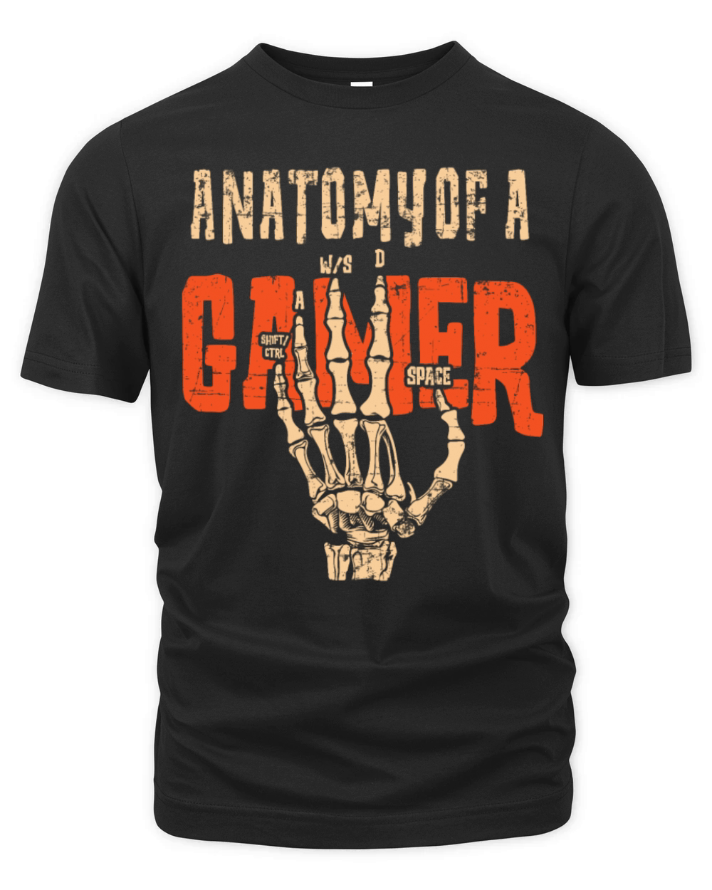 Funny PC Gamer Anatomy Of A Gamer Skeleton Hand Organic Unisex T-shirt