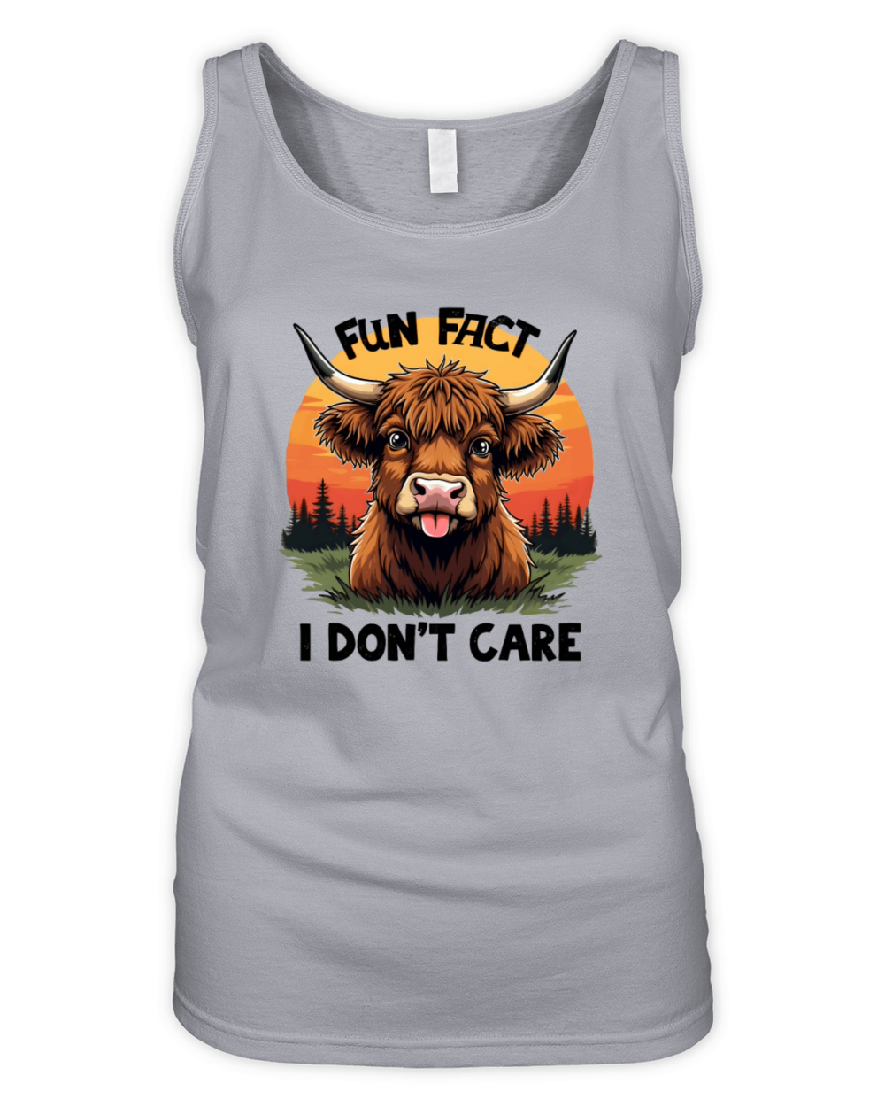 Vintage Retro Highland Cow - Fun Fact Humor Organic Women's Tank Top