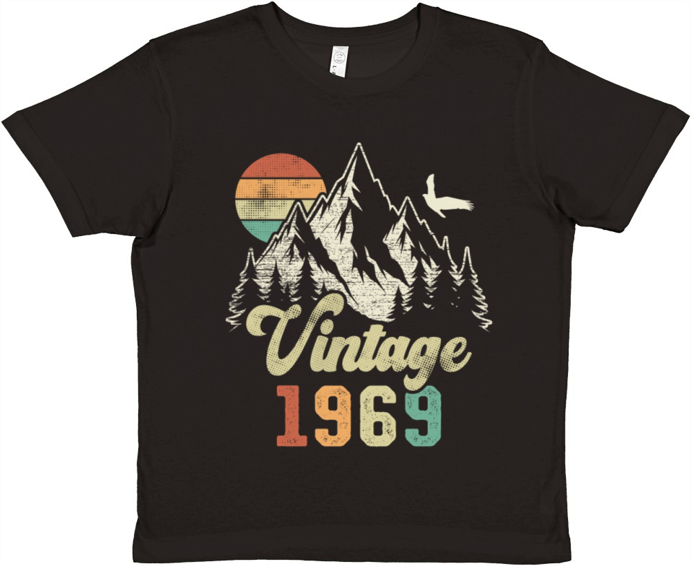 Vintage 1969 Birthday Mountains Eagle Premium Kids Crewneck T-shirt