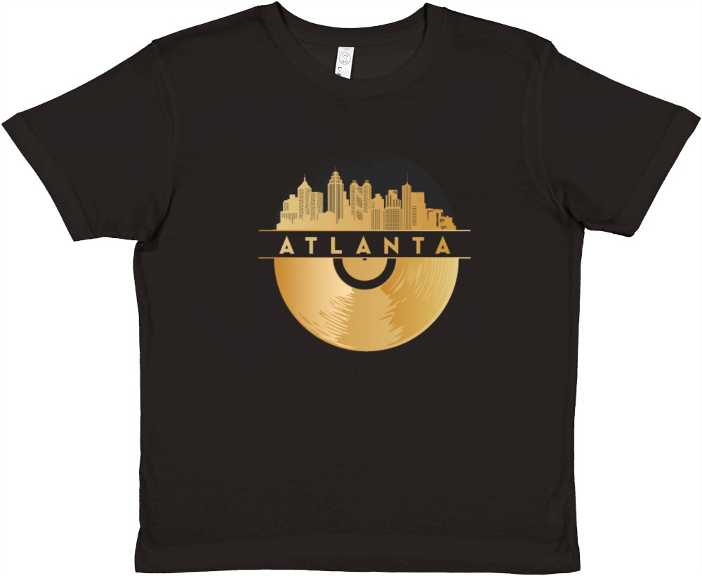 Vinyl-Record-Player Disco-Music Skyline-Atlanta Premium Kids Crewneck T-shirt