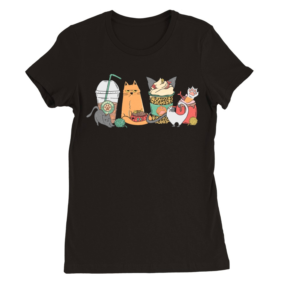 Cat Coffee Premium Womens Crewneck T-shirt