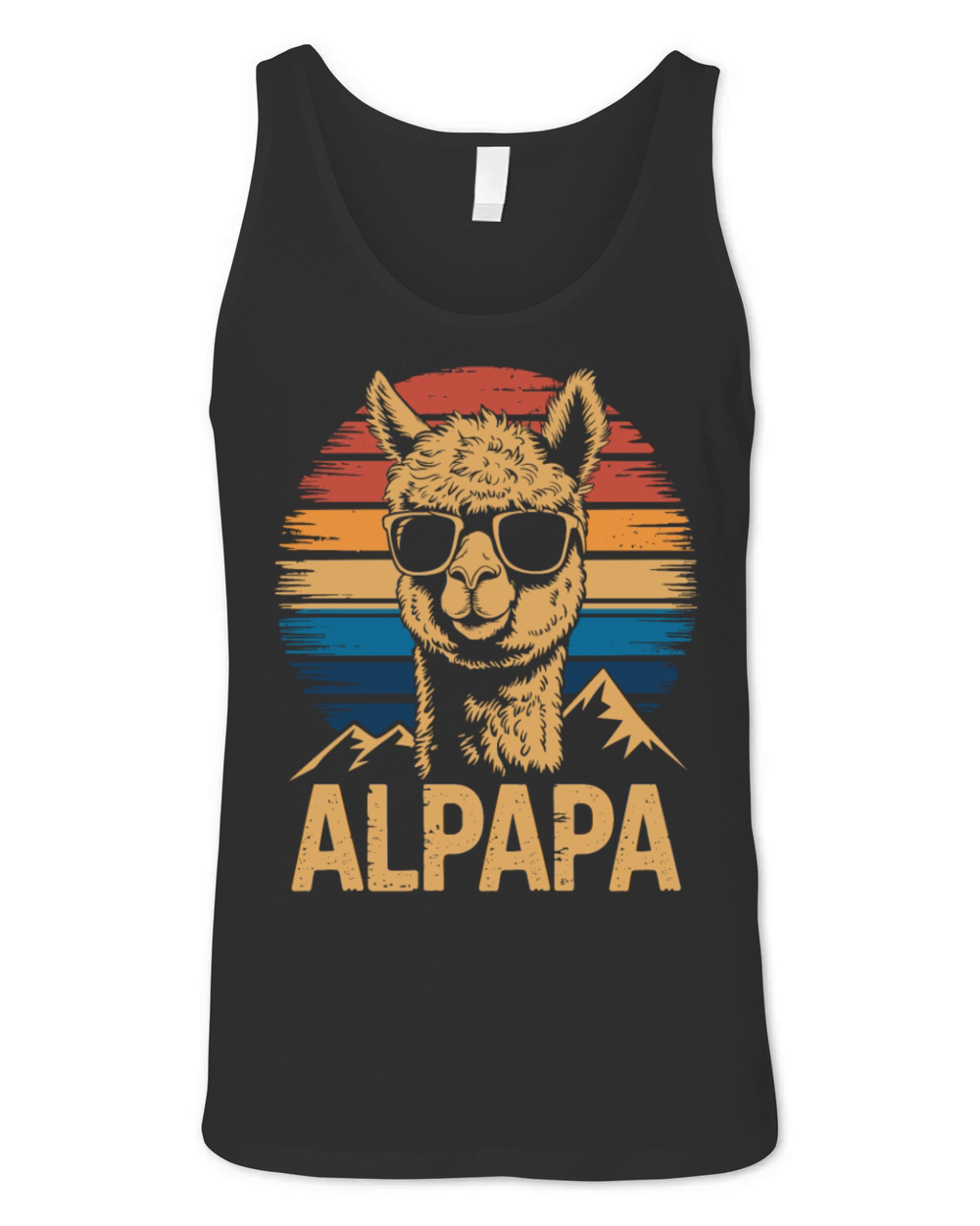 Retro Alpapa Alpaca Dad with Cool Sunglasses Unisex Jersey Tank