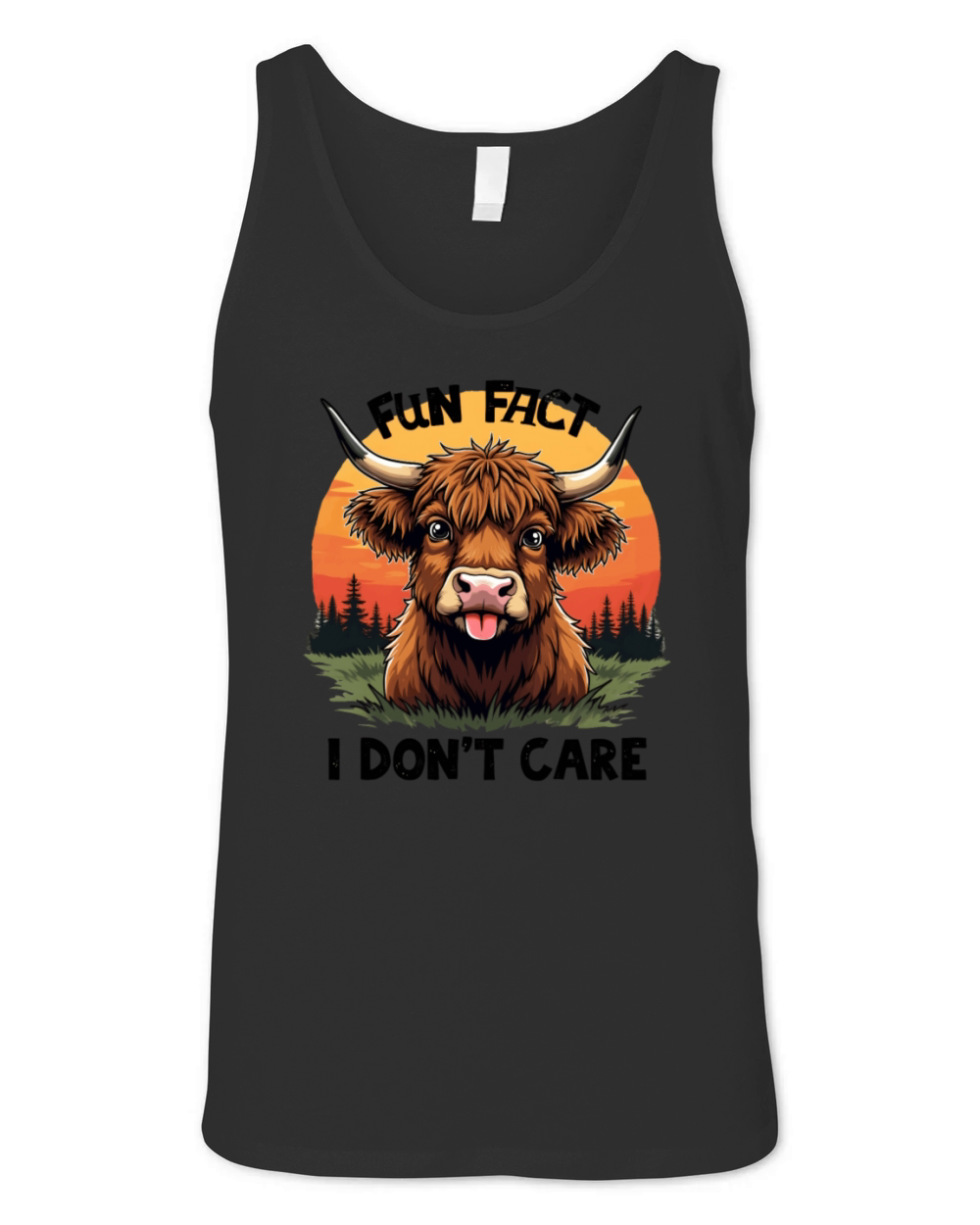 Vintage Retro Highland Cow - Fun Fact Humor Unisex Jersey Tank