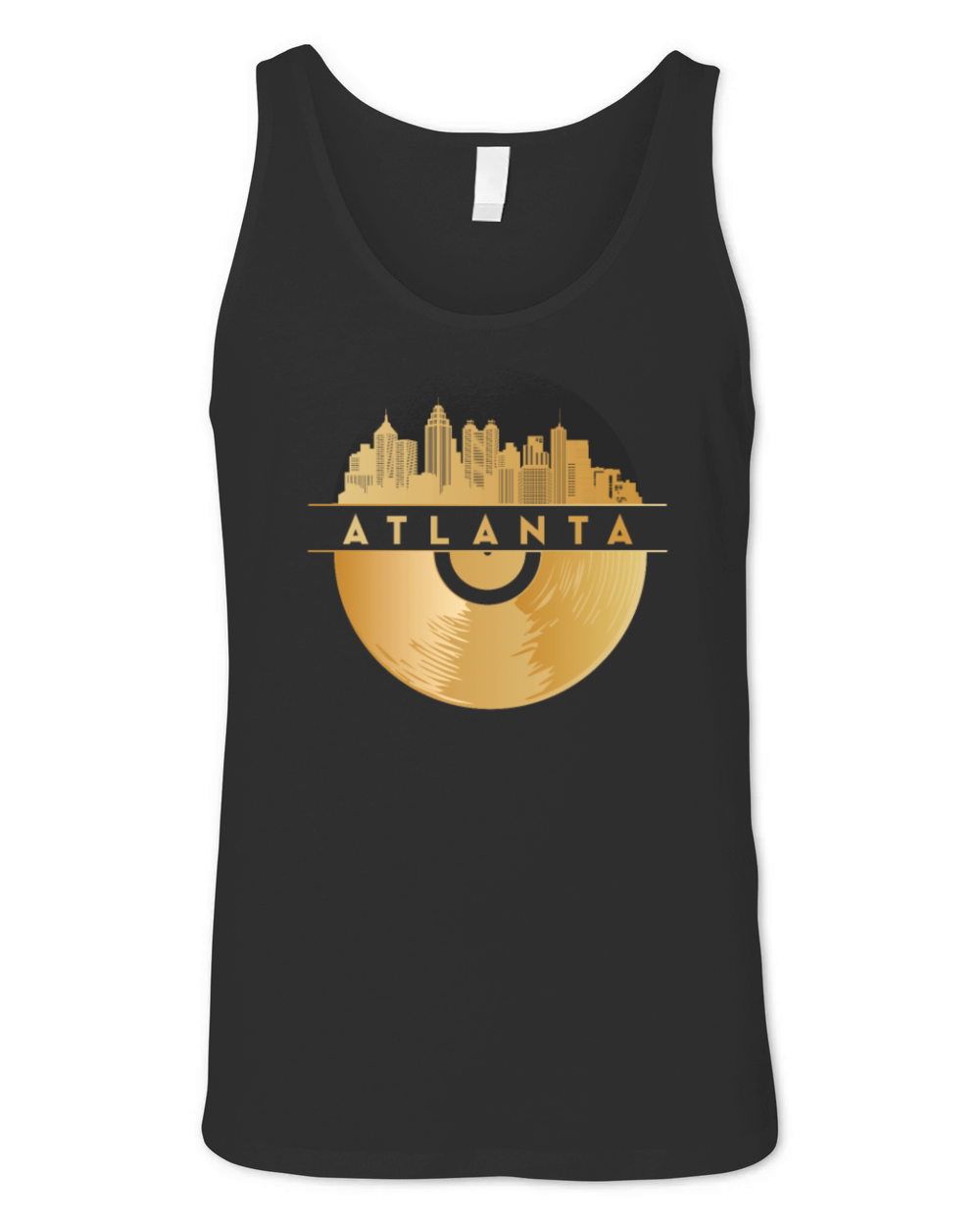 Vinyl-Record-Player Disco-Music Skyline-Atlanta Unisex Jersey Tank