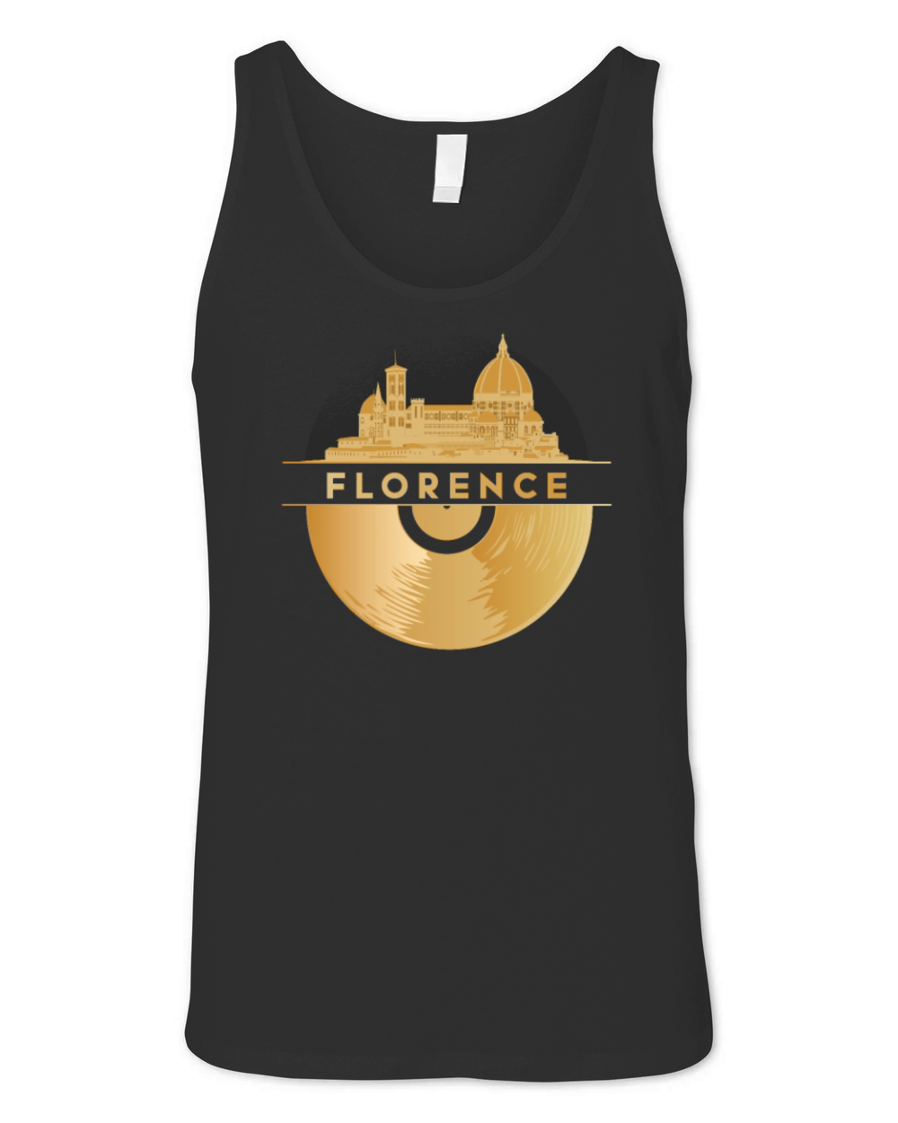 Vinyl-Record-Player Disco-Music Skyline-Florence Unisex Jersey Tank