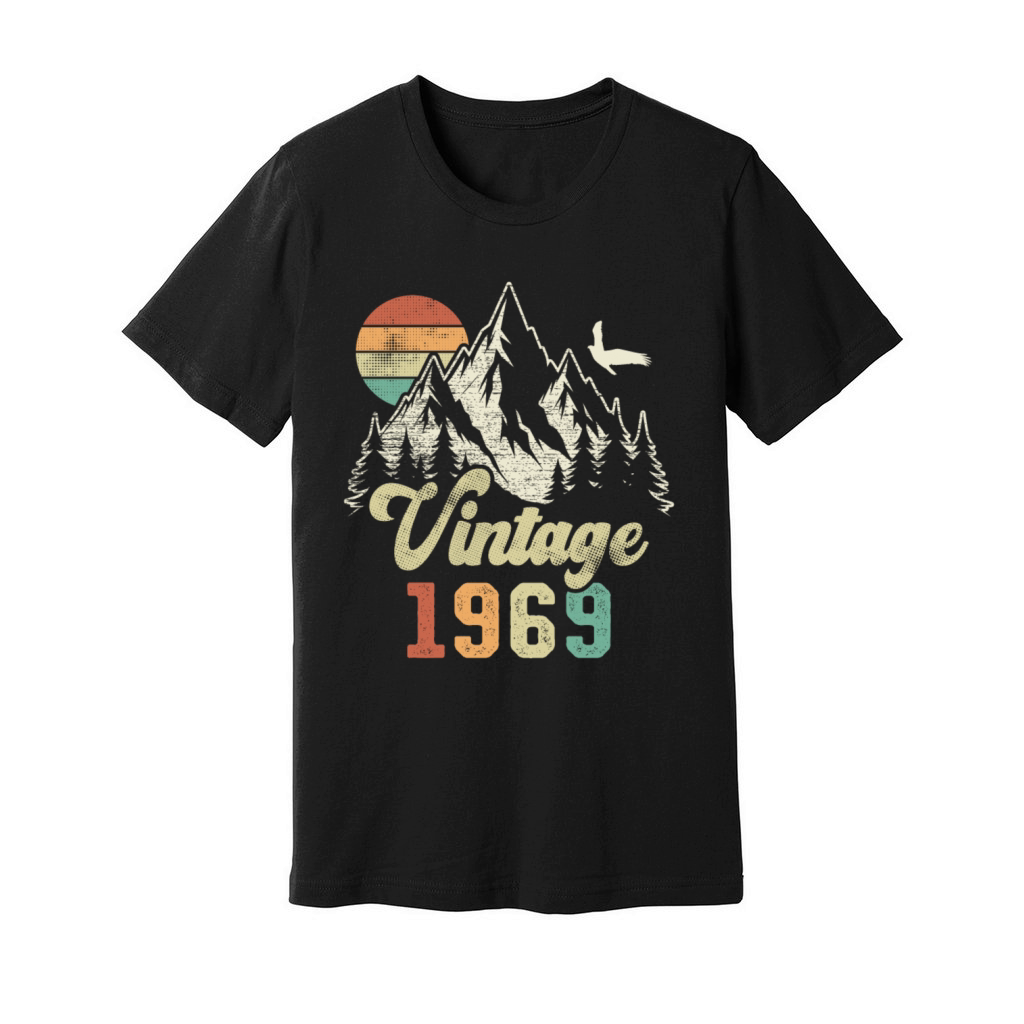 Vintage 1969 Birthday Mountains Eagle Unisex Jersey Tee