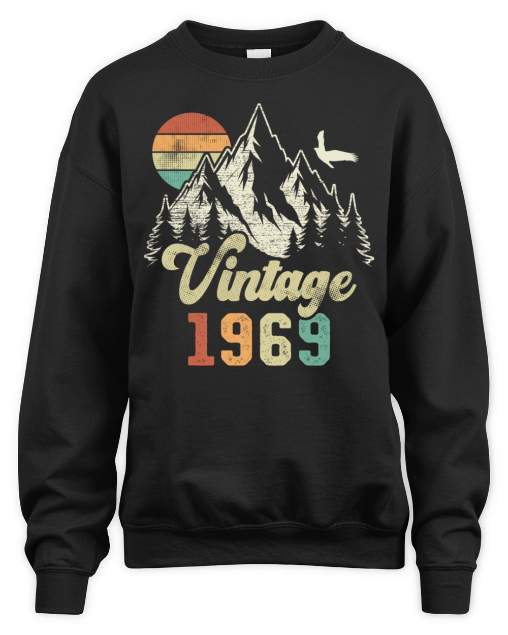 Vintage 1969 Birthday Mountains Eagle Unisex Premium Crewneck Sweatshirt