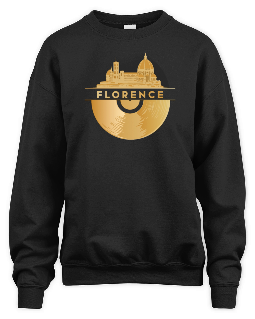 Vinyl-Record-Player Disco-Music Skyline-Florence Unisex Premium Crewneck Sweatshirt