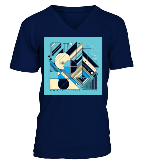 Minimalist Geometric Shapes Retro Style V-Neck T-shirt