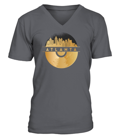 Vinyl-Record-Player Disco-Music Skyline-Atlanta V-Neck T-shirt