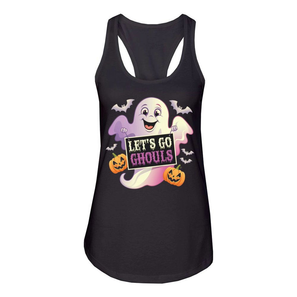 Lets Go Ghouls Fashionably Spooky Halloween Art Women's Racerback Tank