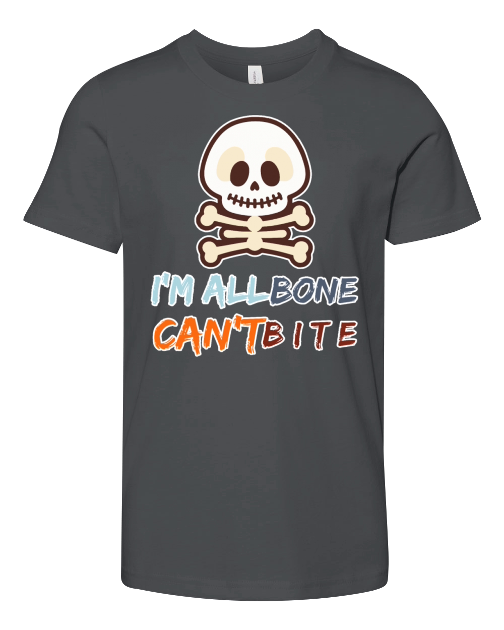 Cute Skeleton Cartoon with Funny Halloween Quote Youth Unisex Jersey Tee