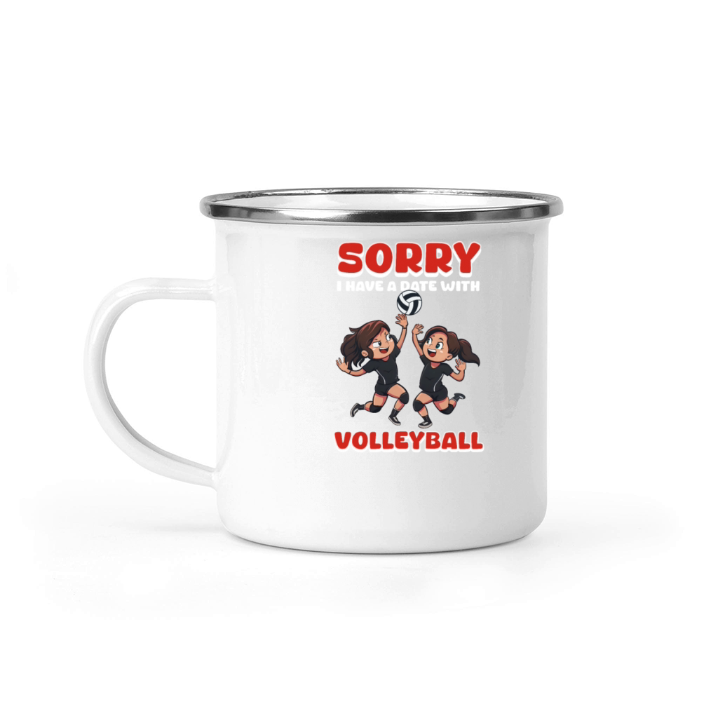 Funny Volleyball I Have A Date With Volleyball Camping Mug