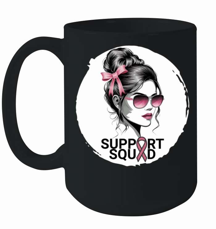 Support Squad Breast Cancer Awareness Design Ceramic Mug