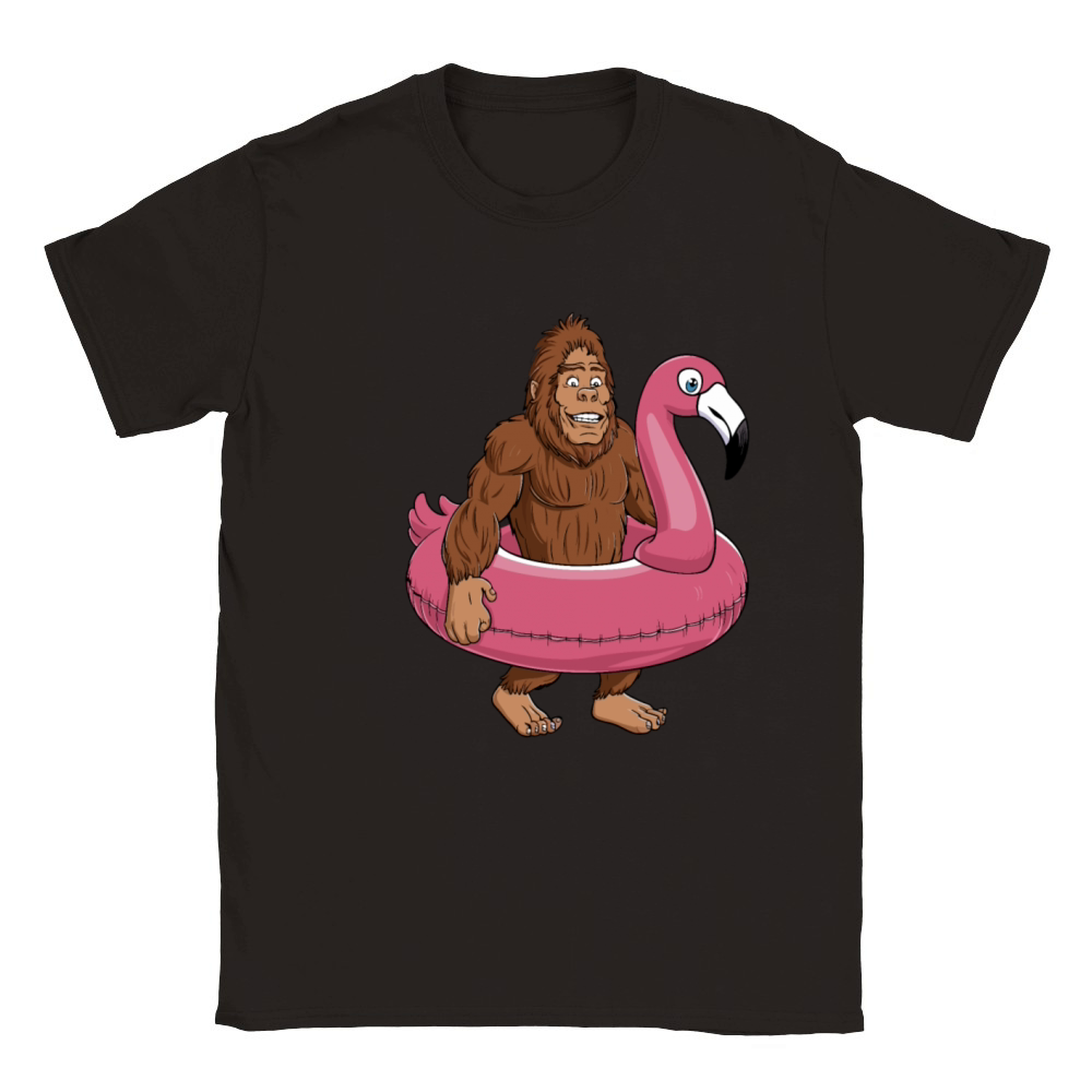 Pool Party Bigfoot Flamingo Sasquatch Pink Float Classic Kids Crewneck T-shirt