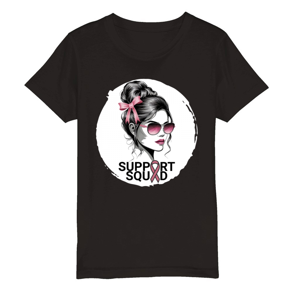Support Squad Breast Cancer Awareness Design Organic Kids Crewneck T-shirt