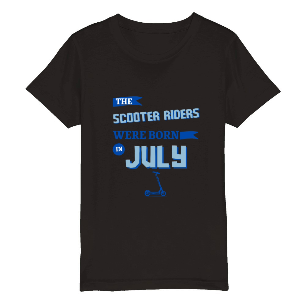 The scooter riders were born in july Organic Kids Crewneck T-shirt