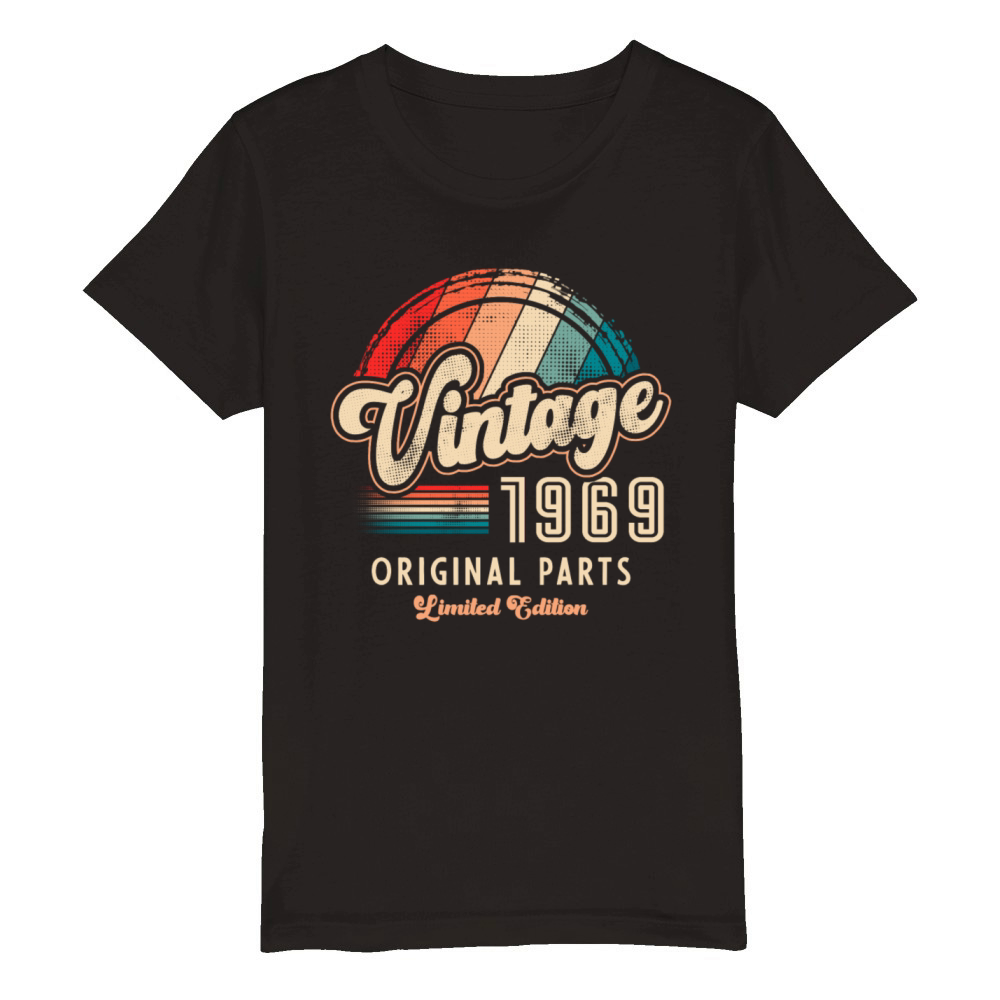 Vintage 1969 Birthday Retro Organic Kids Crewneck T-shirt