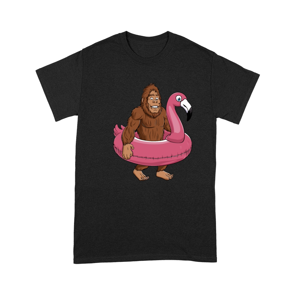 Pool Party Bigfoot Flamingo Sasquatch Pink Float Premium T-shirt