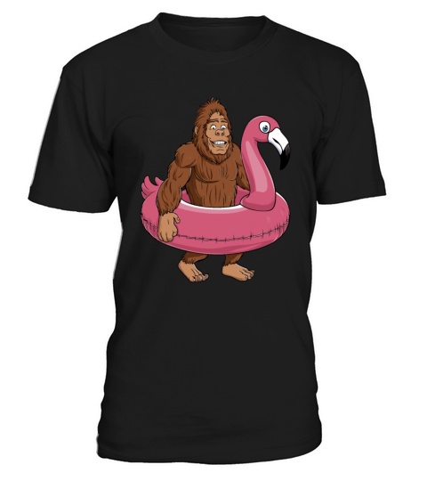 Pool Party Bigfoot Flamingo Sasquatch Pink Float T-Shirt Unisex