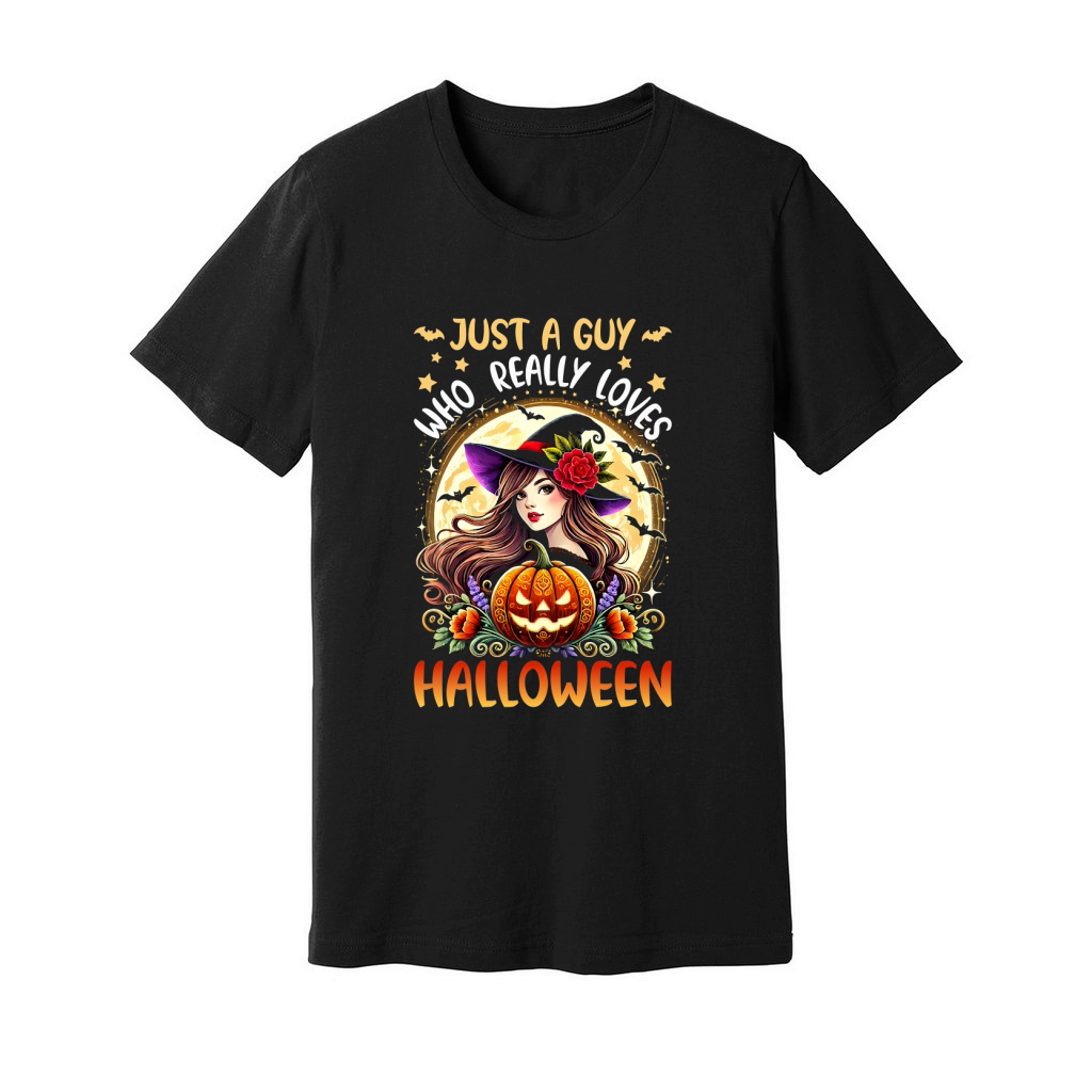 Just A Guy  Who  Really Loves  Halloween Unisex Jersey Tee