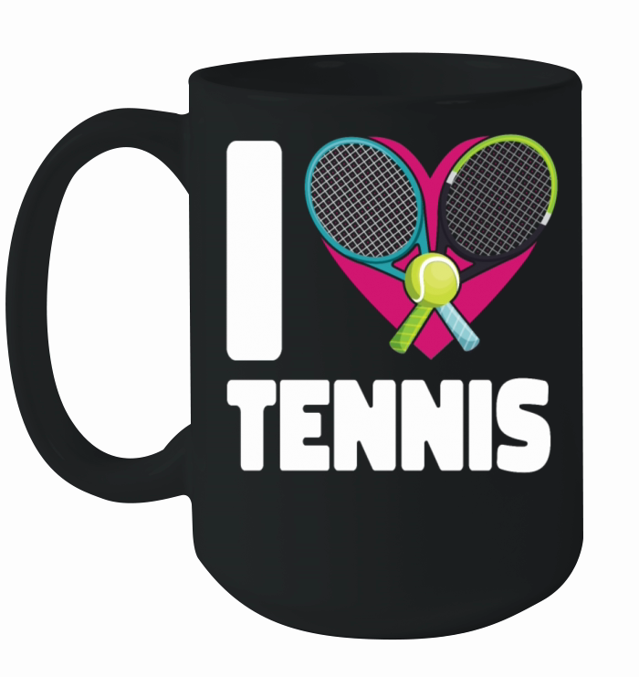Funny Tennis Player Racket Heart I Ceramic Mug
