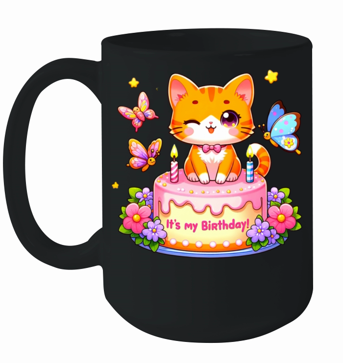 Its My Birthday Cute Orange Cat Birthday Ceramic Mug