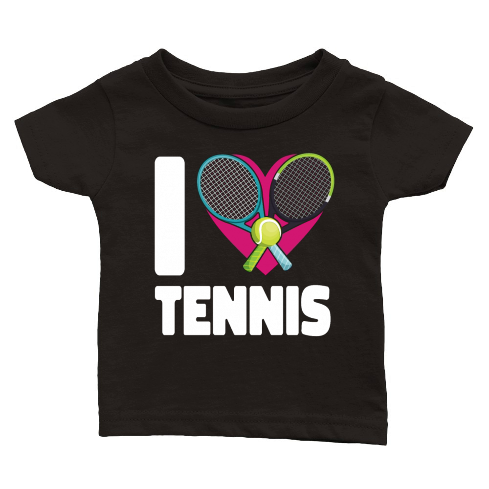 Funny Tennis Player Racket Heart I Classic Baby Crewneck T-shirt