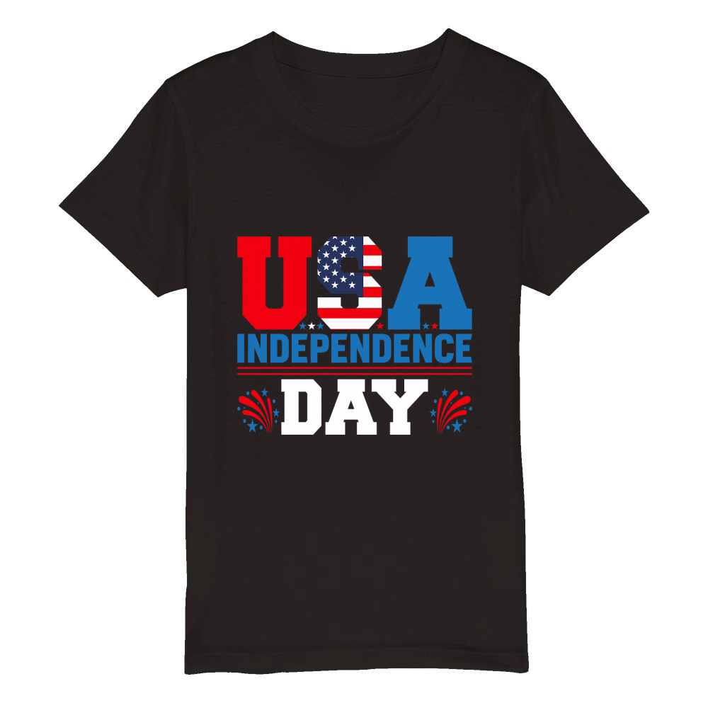 USA Independence Day Organic Kids Crewneck T-shirt