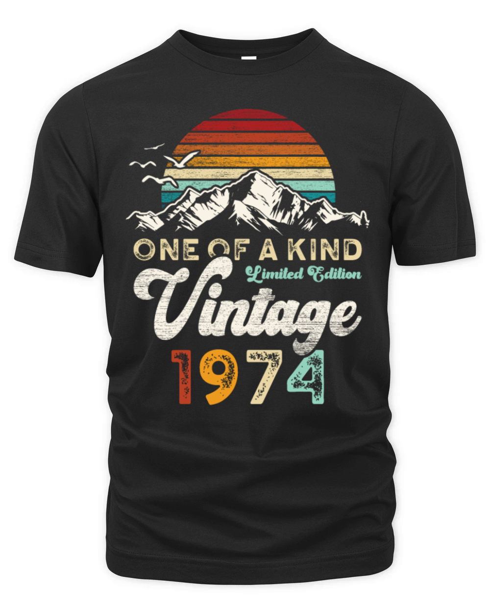 Vintage 1974 Birthday Mountains Organic Unisex T-shirt