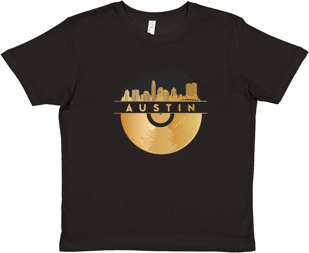 Vinyl-Record-Player Disco-Music Skyline-AUSTIN Premium Kids Crewneck T-shirt