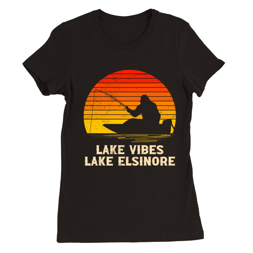California LAKE VIBES LAKE ELSINORE Vintage USA Premium Womens Crewneck T-shirt