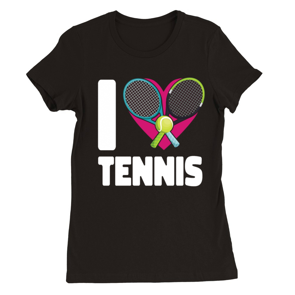 Funny Tennis Player Racket Heart I Premium Womens Crewneck T-shirt
