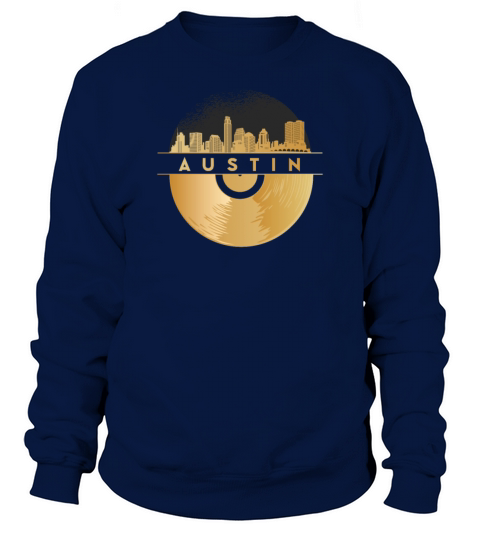 Vinyl-Record-Player Disco-Music Skyline-AUSTIN Sweatshirt Unisex