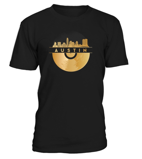 Vinyl-Record-Player Disco-Music Skyline-AUSTIN T-Shirt Unisex