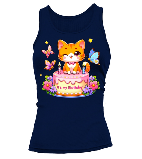 Its My Birthday Cute Orange Cat Birthday Tank top Woman