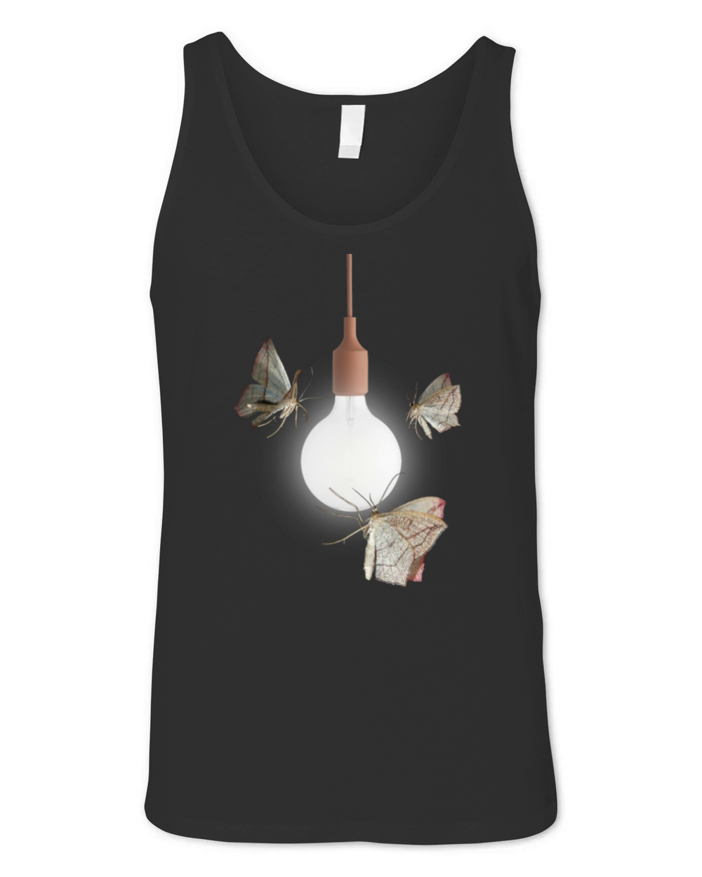 Moth Attracted To Light Bulb T-Shirt - Funny Cool Unisex Jersey Tank
