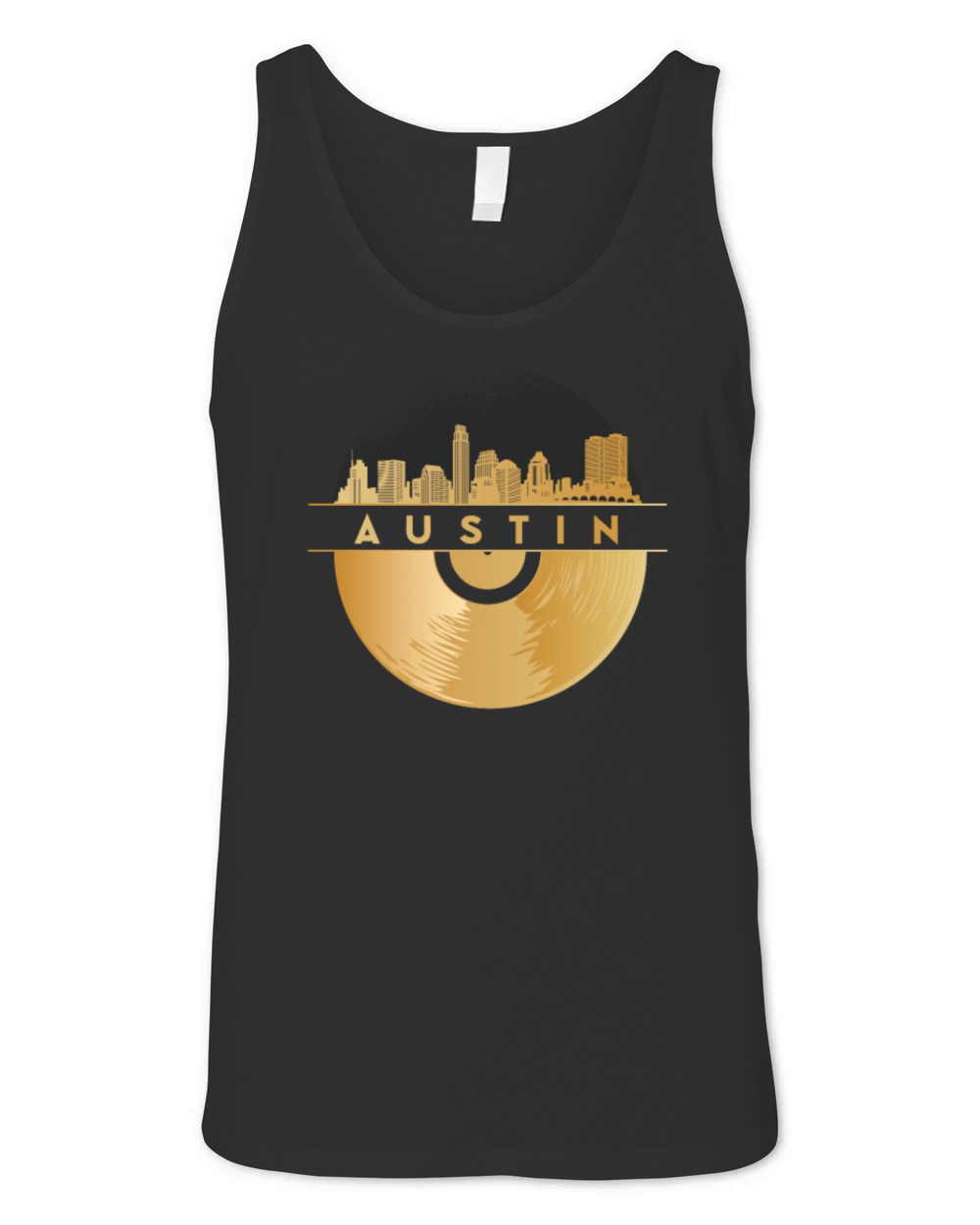 Vinyl-Record-Player Disco-Music Skyline-AUSTIN Unisex Jersey Tank