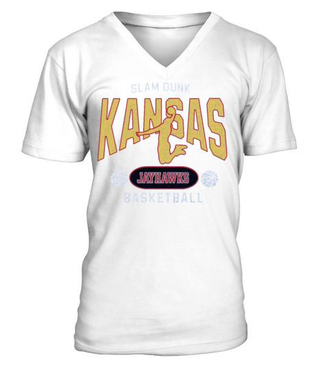 Kansas Slam Dunk Basketball V-Neck T-shirt