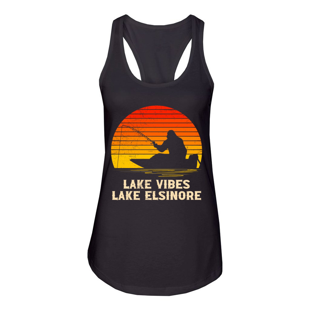California LAKE VIBES LAKE ELSINORE Vintage USA Women's Racerback Tank