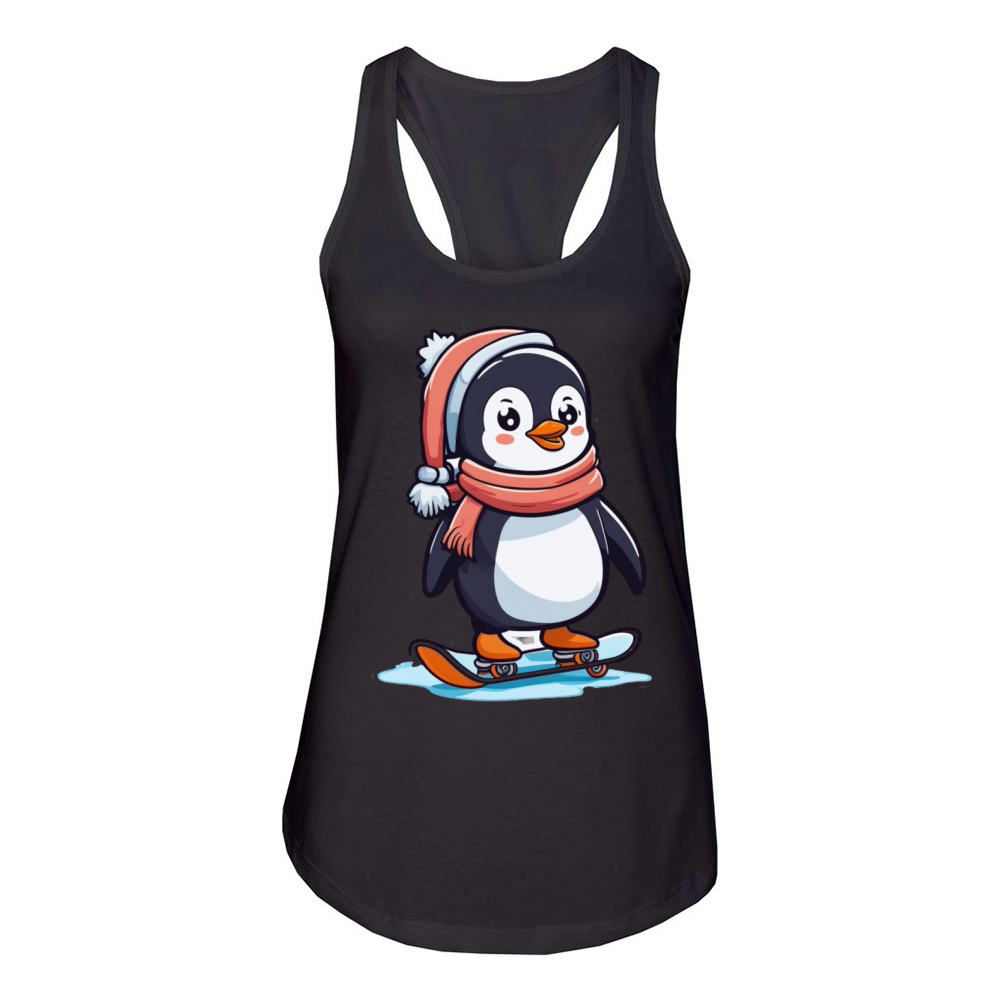 skating penguin Women's Racerback Tank