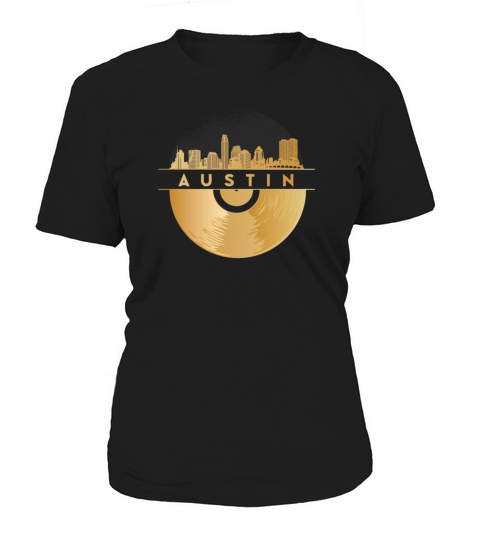 Vinyl-Record-Player Disco-Music Skyline-AUSTIN Women's T-Shirt