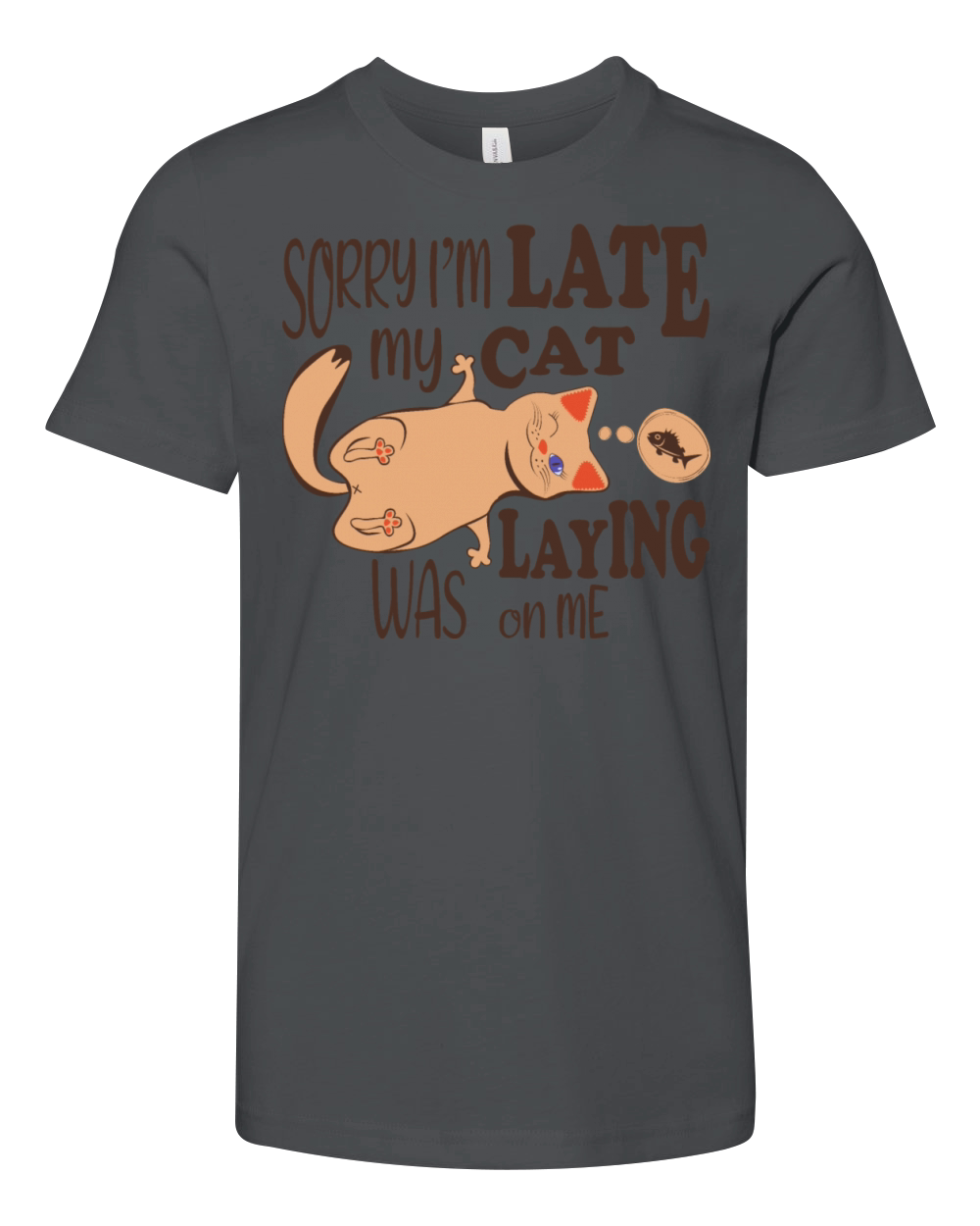 Sorry I am late my cat was laying on me quote Youth Unisex Jersey Tee