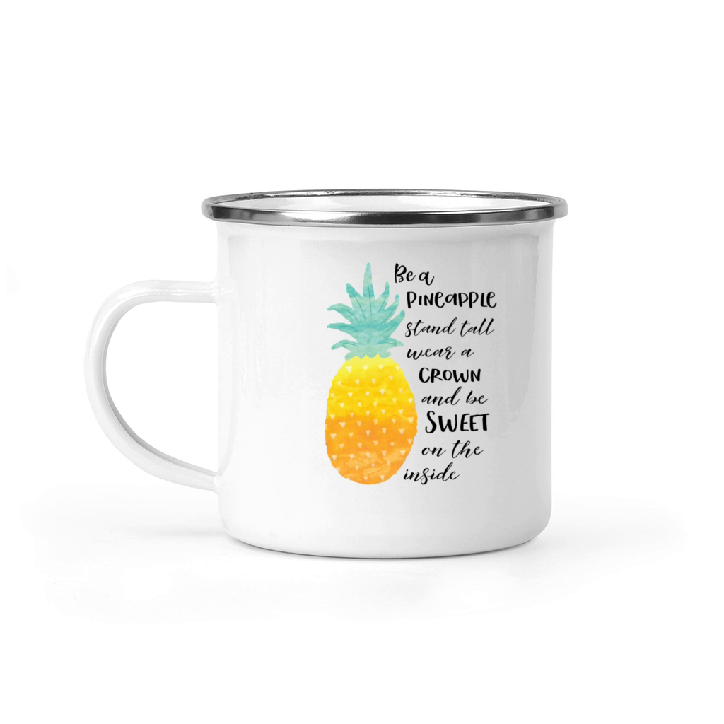 Be A Pineapple Inspirational Watercolor Typography Camping Mug