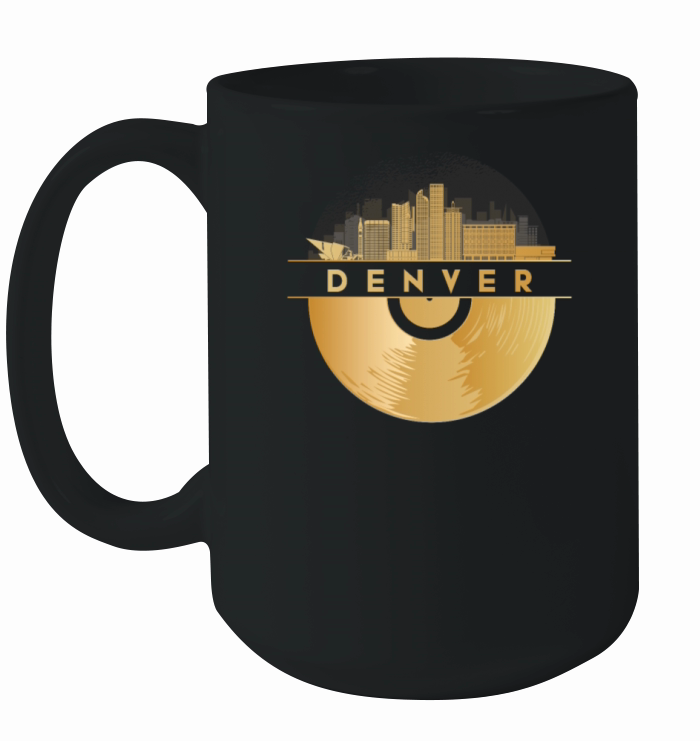 Vinyl-Record-Player Disco-Music Skyline-USA-Denver Ceramic Mug