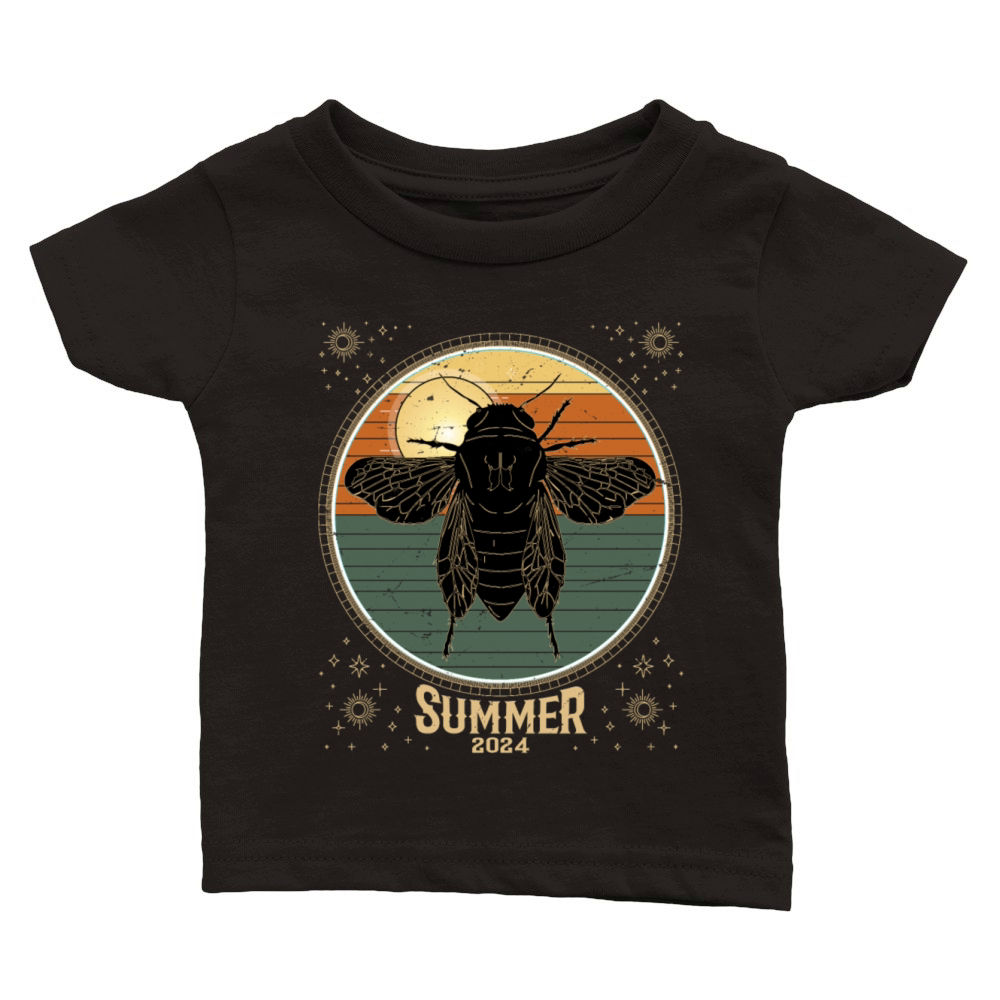 Cicada Retro Vintage Sunset 2024 Funny Cicada Classic Baby Crewneck T-shirt