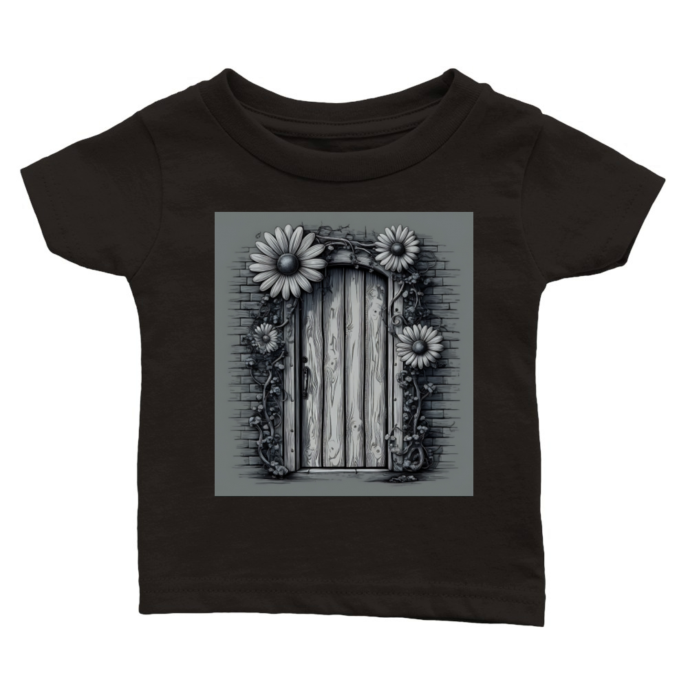 Doors Tee Texture Vintage Brickwork Wooden Door Classic Baby Crewneck T-shirt