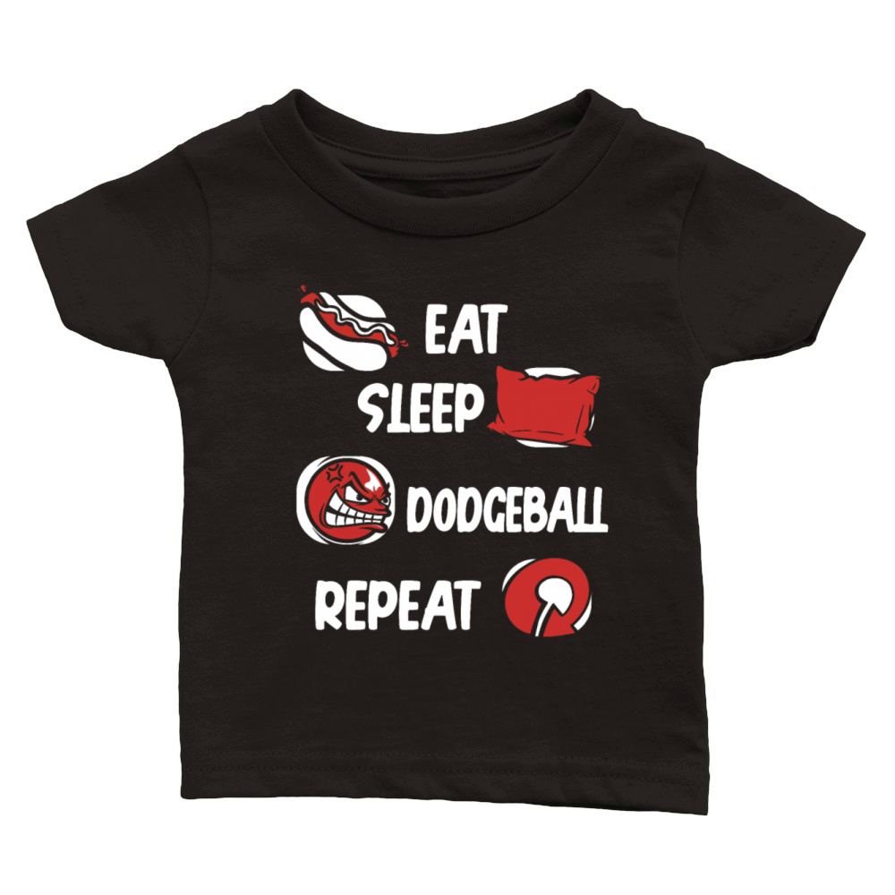 Eat Sleep Dodgeball Repeat Team Game Prisonball Classic Baby Crewneck T-shirt