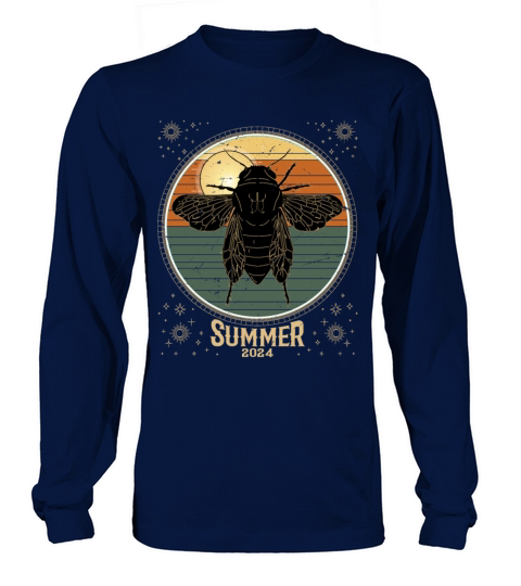 Cicada Retro Vintage Sunset 2024 Funny Cicada Long sleeved Unisex