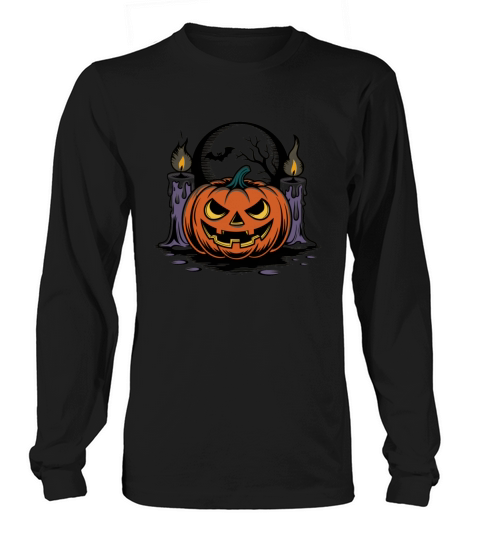 Vintage Pumpkin Scene Halloween Classic T-Shirt Long sleeved Unisex